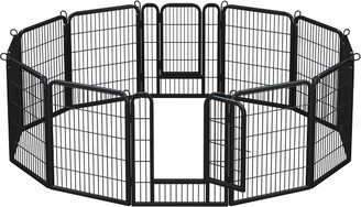 12 Panels Dog Playpen Metal Pet Playpen, Black