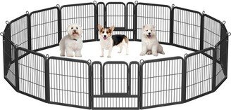 16 Panels Dog Playpen Metal Pet Playpen, Black