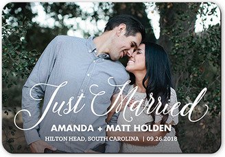 Wedding Announcements: Special Moment Script Wedding Announcement, White, Matte