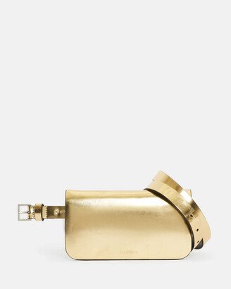 Beckie Metallic Leather Bag Belt - Gold/dull Nickel