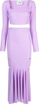 Atu Body Couture Cut-Out Pleated Top And Skirt Set-AA