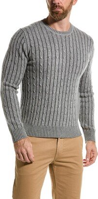 Amicale Cashmere Cable Knit Cashmere Crewneck Sweater-AB