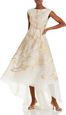 Metallic Jacquard Organza High Low Gown