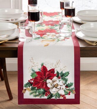 Poinsettia Garlands Engineered Table Runner, 13 x 70