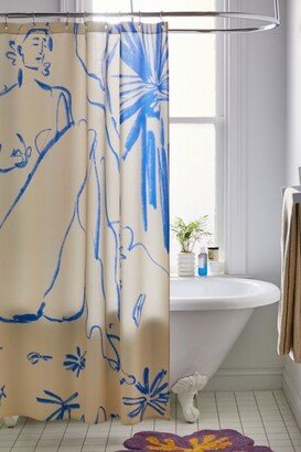 sandrapoliakov For Deny Mystical Forest Blue Shower Curtain