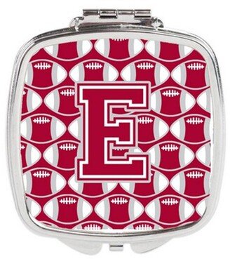 CJ1065-ESCM Letter E Football Crimson, Grey & White Compact Mirror