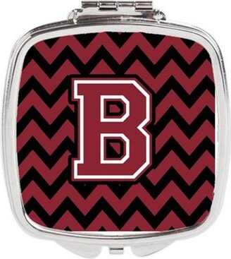 CJ1052-BSCM Letter B Chevron Garnet & Black Compact Mirror