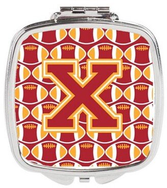 CJ1070-XSCM Letter X Football Cardinal & Gold Compact Mirror