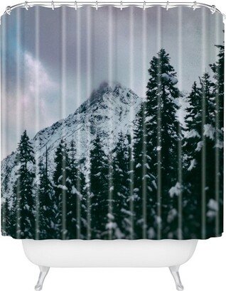 North Cascade Winter Shower Curtain Black