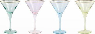 Rainbow Assorted Martini Glasses, Set of 4