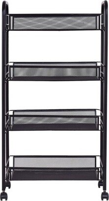 4 Tier Storage Rack Trolley Cart Home Kitchen Organizer Utility Baskets Black