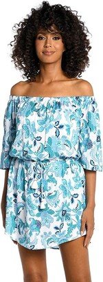 Santorini Sun Off-the-Shoulder Dress (Emerald) Women's Swimwear