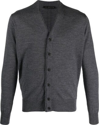 layered V-neck wool cardigan-AB