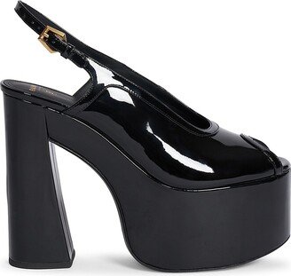 Cam-Patent Leather Platform Sandals