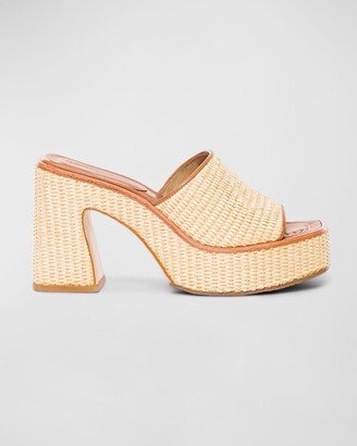 Kenny Raffia Platform Mule Sandals