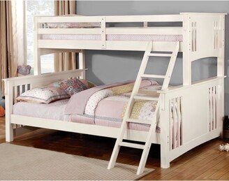 Mission Style Extra Large Twin over Queen Size Bed with Ladder, White