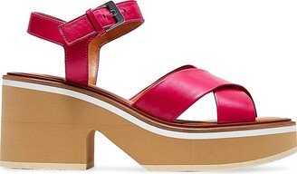 Charline Leather Crisscross Platform Sandals