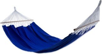 Cotton hammock with spreader bars, 'Ceara Blue'