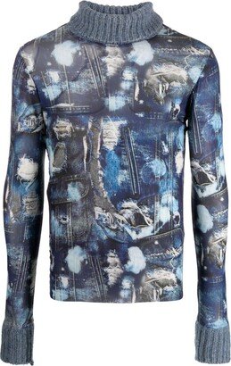 Flagley patchwork-print jumper