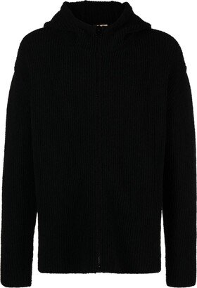 Hooded Ribbed-Knit Jumper