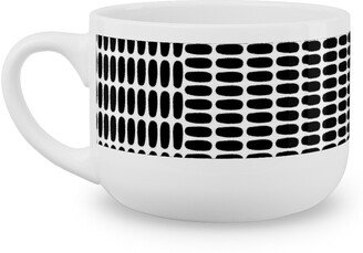 Mugs: Basketweave - Neutral Latte Mug, White, 25Oz, Black