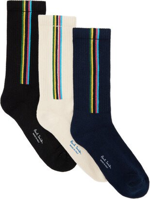 Three-Pack Multicolor Striped Socks