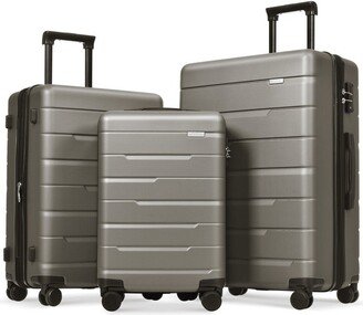 Hardside Suitcase with Spinner Wheels,ABS Luggage Set 3pcs Suitcase Set