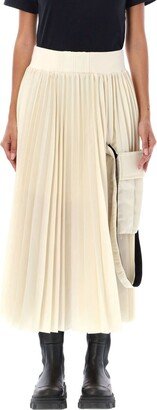 High-Waist Pleated Flared Midi Skirt