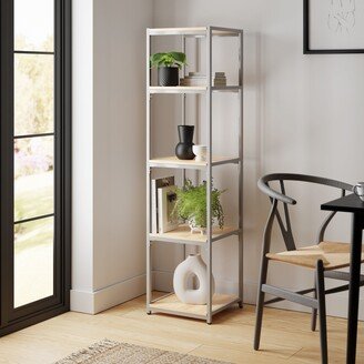 Dunelm Modular Silver & Light Oak 5 Shelf Tall Shelving Unit MultiColoured