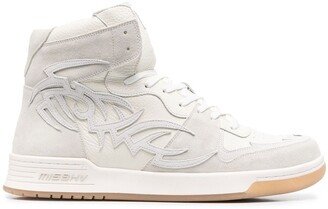 Panelled-Design Hi-Top Sneakers