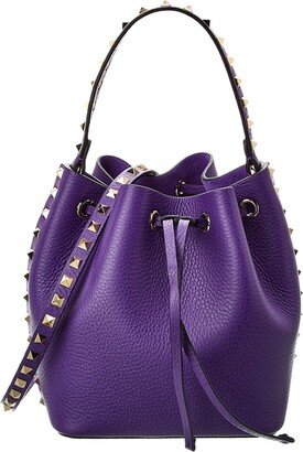 Rockstud Grainy Leather Bucket Bag