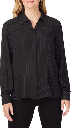 Mason Metallic Stripe Button-Up Blouse