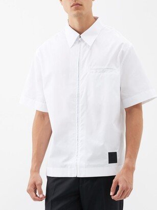 Logo-patch Zipped Cotton-poplin Shirt