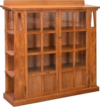Crafters and Weavers Mission Double Door Bookcase With Side Shelves