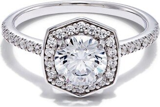 Round Iconic Halo Engagement Ring in 14k White Gold