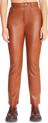 Josie Womens Faux Leather Mid-Rise Straight Leg Pants