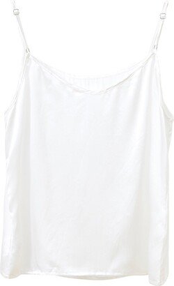 Soft Strokes Silk Pure Mulberry Silk Camisole With Adjustable Straps - Relaxed Fit - Pearl White