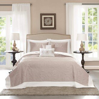 Gracie Mills Ashbury 5Piece Reversible Bedspread Set, Khaki - King