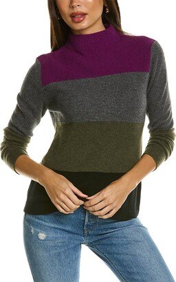 Colorblocked Funnel Cashmere Sweater-AA