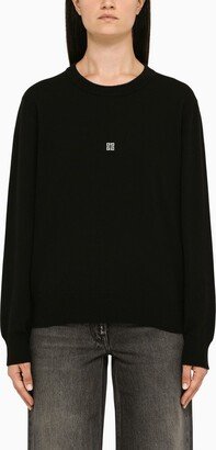 Black crew-neck sweater with logo