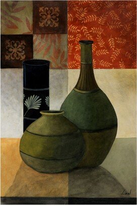 Pablo Esteban Vases Over Geometry 4 Canvas Art - 15.5 x 21