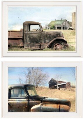 Vintage-Like Farm Trucks 2-Piece Vignette by Lori Deiter, White Frame, 21 x 15