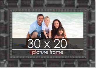 PosterPalooza 30x20 Bamboo Black Wood Picture Frame - UV Acrylic, Foam Board Backing, & Hanging Hardware Included!