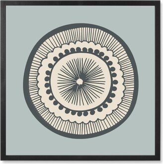 Photo Tiles: Woodcut Mandala Photo Tile, Black, Framed, 8X8, Blue