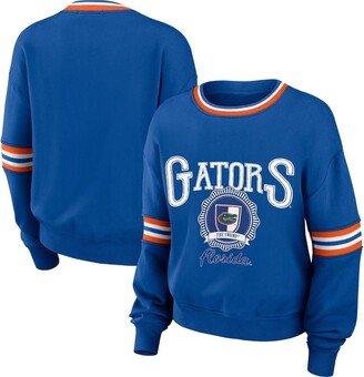 Women's Wear by Erin Andrews Royal Distressed Florida Gators Vintage-Like Pullover Sweatshirt