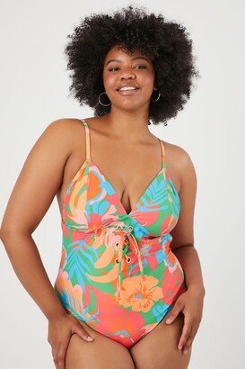 Plus Size Tropical One-Piece Swimsuit