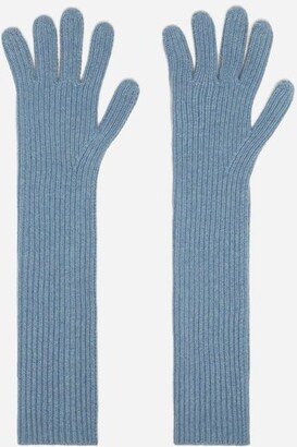 Ribbed Recycled Cashmere-blend Long Gloves