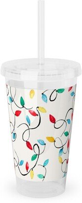 Travel Mugs: Christmas Lights Decoration - Multi Acrylic Tumbler With Straw, 16Oz, Multicolor