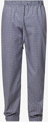 Mens Grey Check Plaid-print Elasticated-waist Pyjama Bottoms