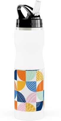 Photo Water Bottles: Modern Quilt Pattern - Multi Stainless Steel Water Bottle With Straw, 25Oz, With Straw, Multicolor